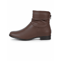 Bota Feminina Cano Curto Couro Legítimo Tamarindo - Flor de Couro | Sandálias e Botas Femininas