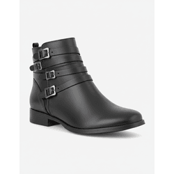Bota Feminina Cano Curto Couro Legítimo Preto - Flor de Couro | Sandálias e Botas Femininas