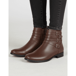Bota Feminina Cano Curto Couro Legítimo Tamarindo - Flor de Couro | Sandálias e Botas Femininas