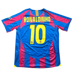 Camisa Retrô Barcelona Home I Ronaldinho 10 - 2006... - Tailandesas Atacado