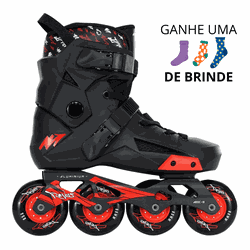 Patins Inline Freestyle Revolt Preto Rodas Pretas ABEC-9 Tra... - 775 Franca