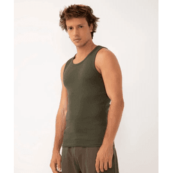 Camiseta Cavada Regata Traxart Canelada Verde Musgo - GB-050 - 775 Franca