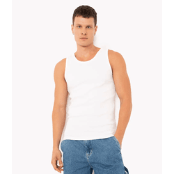 Camiseta Cavada Regata Traxart Canelada Branca - FA-336 - 775 Franca