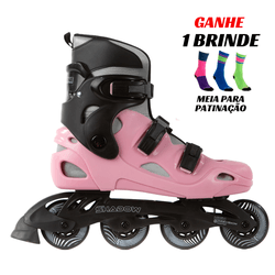 Patins Inline Shadow Rosa Iniciante Roda 76 MM Abec 7 HD Inline