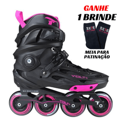 Patins Volt + 2.0 Rosa Inline Freestyle Traxart 80mm Abec-9 ... - 775 Franca