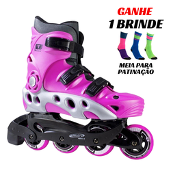 Patins Inline Recreação Traxart Spectro Rosa 72MM ABEC-5