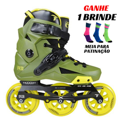 Patins R3 Inline Freestyle Traxart Verde 110mm Abec 9 Cromo ... - 775 Franca