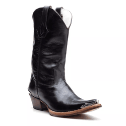 Bota Texana Masculina Couro Dallas Preto Lisa com ... - FRANCABOOTS 