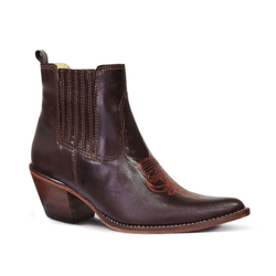 BOTINA FEMININA COURO MUSTANG CAFÉ - Sv202299 - FRANCABOOTS 