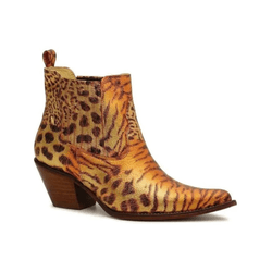 BOTINA FEMININA COURO TIGRE METALIZADO - Sv202296 - FRANCABOOTS 