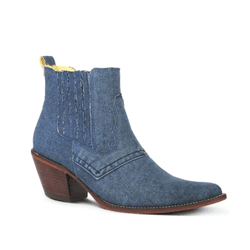 BOTINA FEMININA TECIDO JEANS AZUL - Sv202295 - FRANCABOOTS 