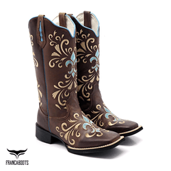 BOTA TEXANA HOPPER FEMININA BICO QUADRADO - AZUL F... - FRANCABOOTS 