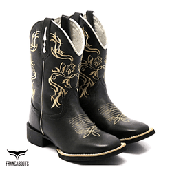 BOTA TEXANA FRANCA BOOTS BICO QUADRADO BORDADO PRE... - FRANCABOOTS 