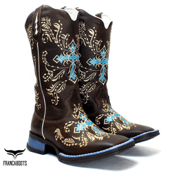 BOTA TEXANA HOPPER FEMININA FRANCA BOOTS CRUZ AZUL... - FRANCABOOTS 