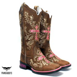 BOTA TEXANA HOPPER FEMININA FRANCA BOOTS CRUZ ROSA... - FRANCABOOTS 