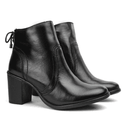 Bota Couro Feminina Amarração Calcanhar preta - F... - FRANCABOOTS 
