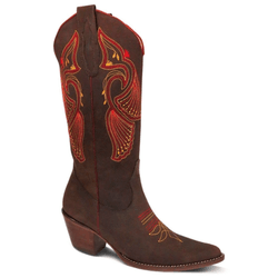 BOTA TEXANA FEMININA COURO CRAZY HORSE CAFÉ - Sv20... - FRANCABOOTS 