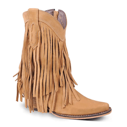 BOTA TEXANA FEMININA COURO NOBUCK CARAMELO COM FRA... - FRANCABOOTS 