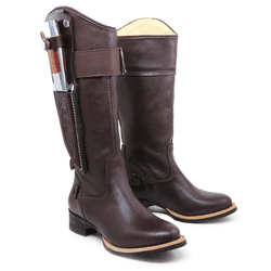 BOTA HÍPICA FEMININA COURO FLOATER CHOCOLATE COM F... - FRANCABOOTS 