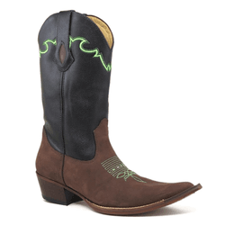 BOTA TEXANA MASCULINA COURO CRAZY HORSE CAFÉ E FLO... - FRANCABOOTS 