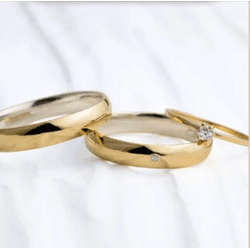 Par de Alianças em Ouro 18K e Prata 3 mm Tradicion... - Gerlu Joias