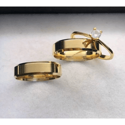 Par de Alianças Madrid 14K - MAD-5MM-14K - Gerlu Joias