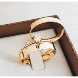Par de Alianças Sydney 14K - SYD-3MM-14K - Gerlu Joias