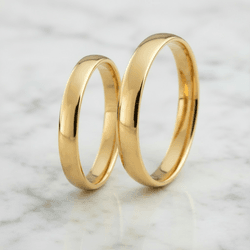 Par de Alianças Londres 14K - LON-3MM-14K - Gerlu Joias