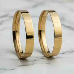 Par de Alianças Toronto 14K - TOR-4MM-14K - Gerlu Joias