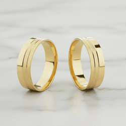 Par de Alianças Lyra 14K - LYR-5MM-14K - Gerlu Joias