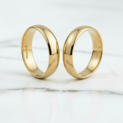 Par de Alianças Paris 14K - PAR-5MM-14K - Gerlu Joias