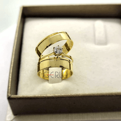 Par de Alianças Trabalhadas 5 mm em Ouro 14K - AL1... - Gerlu Joias