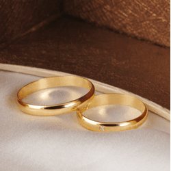 Par de Alianças Casamento Ouro 14K Tradicional 3 m... - Gerlu Joias