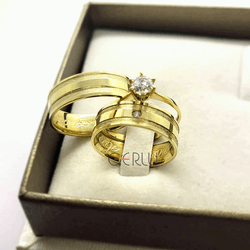 Par de Alianças Trabalhadas 6 mm em Ouro 18K - AL1... - Gerlu Joias