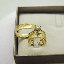 Par de Alianças Trabalhadas 6 mm em Ouro 18K - AL1... - Gerlu Joias