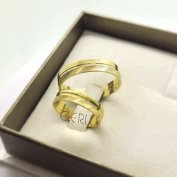 Par de Alianças Trabalhadas 5 mm em Ouro 18K - AL1... - Gerlu Joias