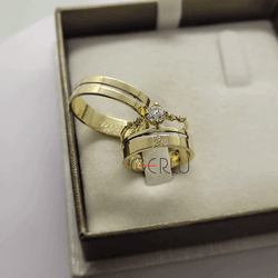Par de Alianças Trabalhadas 5 mm em Ouro 18K - AL1... - Gerlu Joias