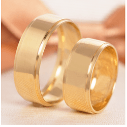 Par de Alianças Ouro 18K Trabalhada 7 mm - AL18K-4... - Gerlu Joias