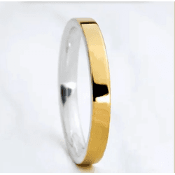Par de Alianças em Ouro 18K e Prata 2 mm Quadrada ... - Gerlu Joias
