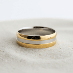 Par de Alianças Eixo - ALPR+F14K - Gerlu Joias