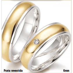 Par de Alianças Tradicional em Ouro 18K e Prata 6 ... - Gerlu Joias