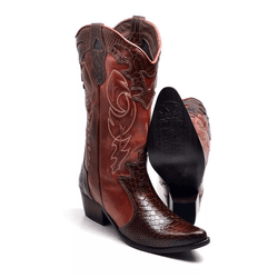 Bota Country Texana Feminina Montaria Couro Bico F... - GH CALÇADOS