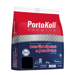 Rejunte Para Pedras L-Flex Preto 4kg - PortoKoll - Plaza Revestimentos 