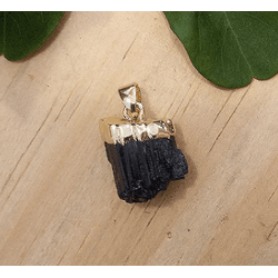 Pingente Turmalina Negra - Pedra bruta - Gotas de Luz & Energia Divina
