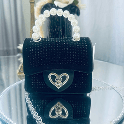 MiniBag Luxo - Preta Com Brilho - Coração - DF - Grazishoes