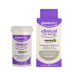Fio dental com cera Powerdent Clinical - Sabor menta - 500 m - Cai... - Powerdent Profissional