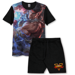 Conjunto Camiseta Full 3d + Bermuda Street Fighter... - HELPFULL