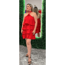 VESTIDO MARIA FLÔR DUNA MIDI CURTO - Vermelho - 26... - HILDA COSTA