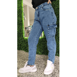 CALÇA JEANS FEMININA MOOM CARGO LANÇAMENTO - Azul ... - HILDA COSTA