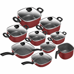 Conjunto 9 Peças Patolux Antiaderente Vermelho - 1... - HOMEUTIL